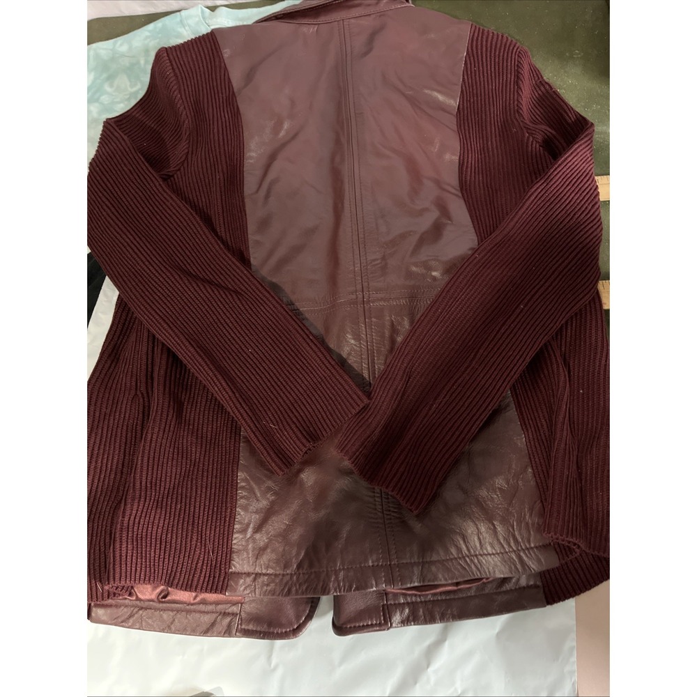 Linea by Louis Dell' Olio Woman Medium Leather Burgundy Vintage Sweater Jacket